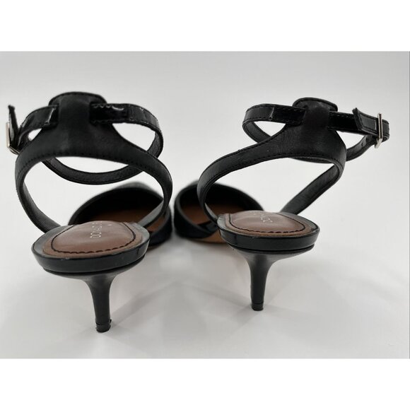 Donald Pliner Heels Ankle Strap Point Toe Franca Black Fur 7.5M - Picture 4 of 6